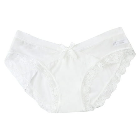 

nsendm Womens Panties Low Waist Lace Cotton Briefs Panties Cute Panties for Women Underpants White Medium