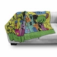 thumbnail image 3 of Indie Soft Flannel Fleece Blanket, Colorful Funny Hand Drawn Crazy Doodle Monsters in Nature Rainbow and Flowers Grungy, Cozy Plush for Indoor and Outdoor Use, 50" x 70", Multicolor, by Ambesonne, 3 of 6