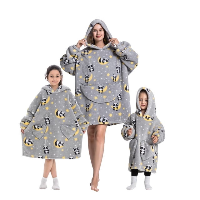 Wearable Blanket Hoodie for Adults Sherpa All Patterns Oversized Sweatshirt Blanket with Pockets