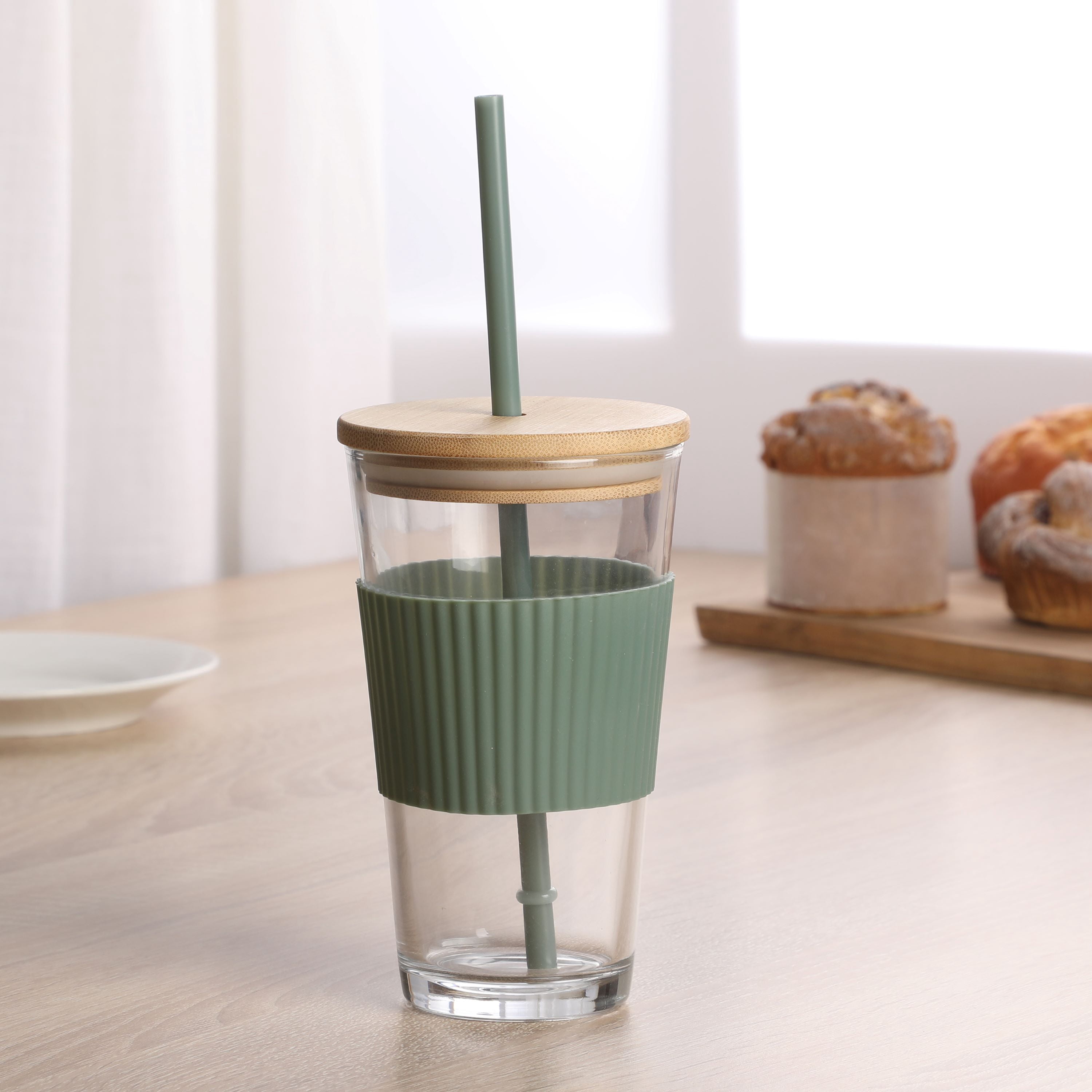 Mainstays 14.5 oz Green Glass Sipper Cup