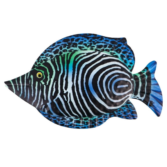 HOMEMAXS Blue Iron Fish Wall Art Decor for Home Hanging Creative Ocean Style Room Garden 12.5x6.5 Inches