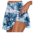 thumbnail image 2 of Women's Printed Athletic Pleated Tennis Skirt with Built-in Shorts, High Waist Stretchy Yoga Golf Skort for Running, Gym Workout, Casual Sportswear and Spring Summer Activities,Sky Blue-5,XL, 2 of 6