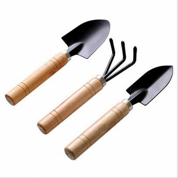 GoXteam Gardening Tool Set, 3 in 1 Plant Care Kit, Wood Non Slip Ergonomic Handle Gardening Tool 3 Piece Gift Set for Home Garden Lawn Farm Herbs Indoor Outdoor