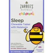 4 Pack - Zarbee's Naturals Children's Sleep Chewable Tablet with Melatonin, Natural Grape - 50 ct