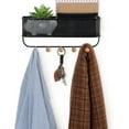thumbnail image 6 of Mail Organizer Wall Mount Key and Mail Holder for Wall Decorative with 5 Key Hooks Mail and Key Rack Hanger Metal Wire Mesh Storage Basket for Entryway Letters Magazine Bills Leashes Coat - Black, 6 of 6