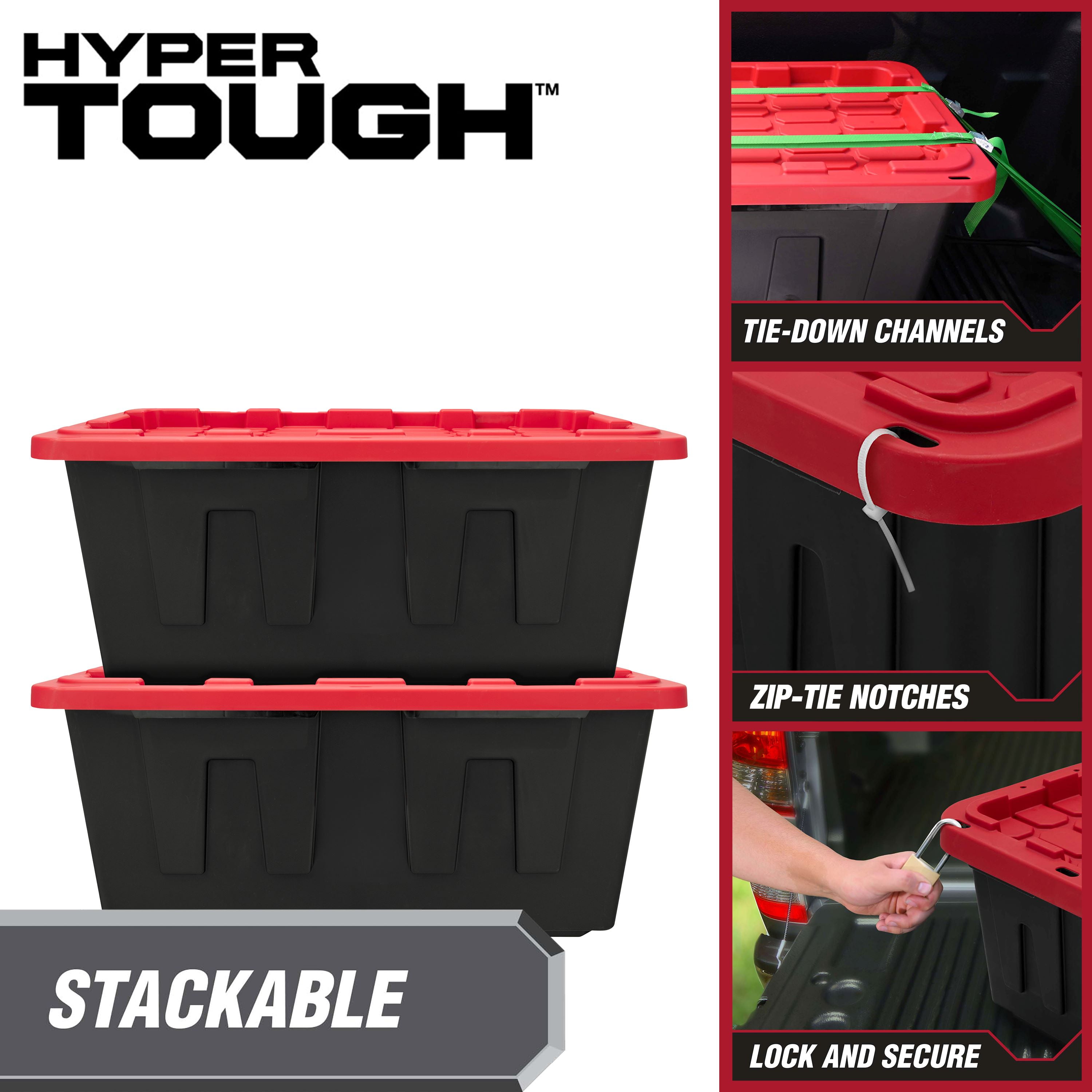 Hyper Tough 40 Gallon Plastic Storage Container with Snap-On Lid