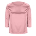 thumbnail image 6 of VBVC Women's Crew Neck 3/4 Sleeve Satin Blouse , Ladies' Glossy Silky Dressy Top , Elegant Office Casual Shirt For Women,Pink,S-2XL, 6 of 9