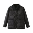 thumbnail image 2 of Parkas de manga larga para mujer, chaquetas acolchadas cálidas para mujer, chaqueta acolchada lisa de manga larga con estampado floral, abrigos con bolsillos, blusa para mujer, 2 of 8