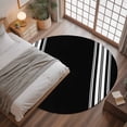 thumbnail image 3 of 3ft Round Rug, Black Striped Non-Skid Rubber Backing Large Area Rugs - Living Room Bedroom Home Office, Farmhouse Black White Stripes Indoor Floor Mat Carpets Washable Rug, 3 of 9