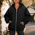 thumbnail image 6 of Bedazzled Hoodie Zip up Casual Fashion Men Women Long Sleeve Sparkly Hoodie for Streetwear Going out, 6 of 8