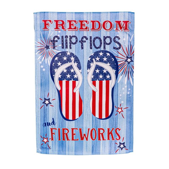 Evergreen Suede Textured Garden Flag - Freedom Flip Flops, 12.5 x 18 inch Double Sided