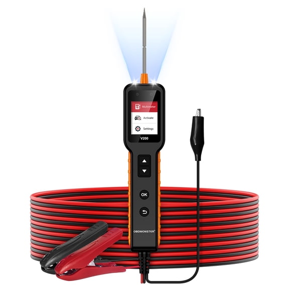 V200 Professional Automotive Circuit Tester - Upgraded 12‑24V Short/Open Circuit & Fuse Finder with 16.4ft (5M) Power Circuit Probe Cable