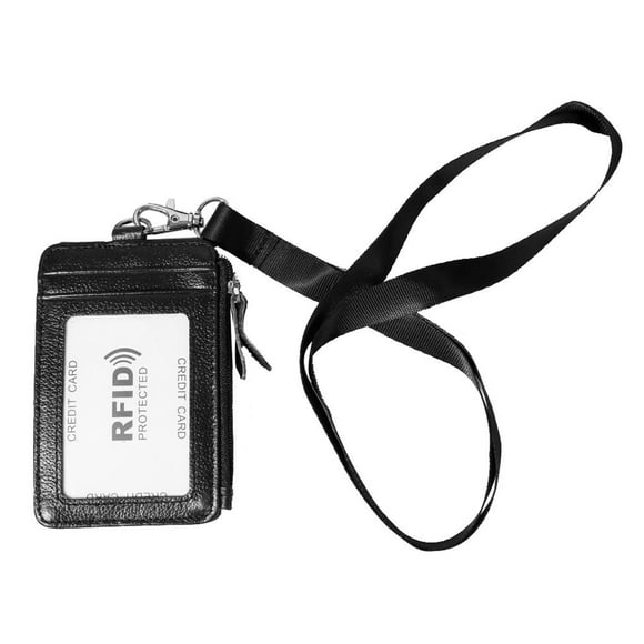 Card Holder RFID Blocking ID RFID Card Holder Badge RFID Card Holder Cowhide Wallet Hardware Vertical Lanyard Necklace
