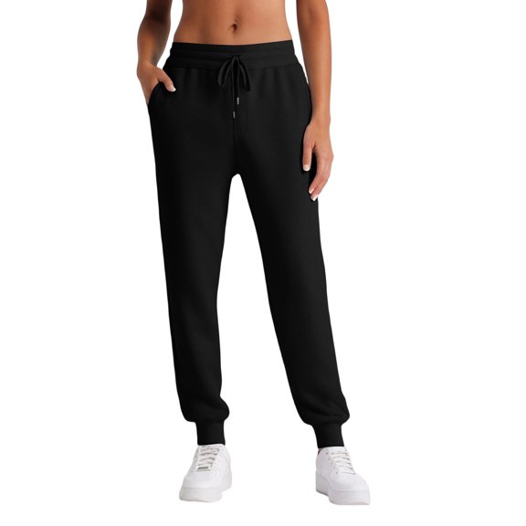 Ladies' Straight Leg Pants Fashionable Solid Color High Waist Drawstring Pockets Elastic Waist Casual Pants Sweatpants For women