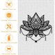 thumbnail image 4 of 1 pieza de decoración de pared de metal con flor de loto, decoración de pared con silueta de loto negra, 4 of 7