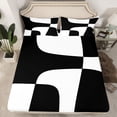 thumbnail image 2 of Homewish White Black Twin Sheet Sets,Modern Asbtract Geometric Twin Fitted Sheet,Minimalist Style Flat Sheet For Men Women,Super Cozy Room Decor,3 Pieces, 2 of 7
