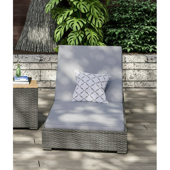 Homestyles Boca Raton Rattan Outdoor Chaise Lounge in Brown