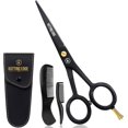 thumbnail image 1 of 5” Professional Beard And Mustache Scissors with 1 Beard Comb, 1 Mustache Comb and Travel Pouch - Prefect Trimming Grooming Scissors for All Facial Hairs, 1 of 6