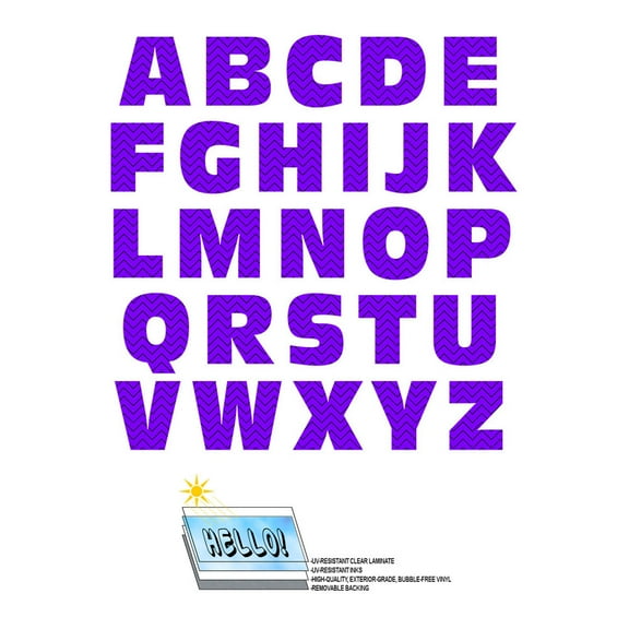 Alphabet Letters Uppercase Chevrons Purple Zig Zag SLAP-STICKZ(TM) Premium Stickers