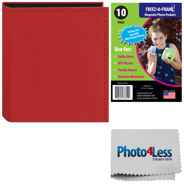Sewn Leatherette Photo Album Holds 40 Fujifilm Instax And Polaroid Credit Card Size Instant Prints Or Name Cards Magnetic Photo Pockets 10 Pack Cleaning Cloth Top Value Kit Red Walmart Com Walmart Com