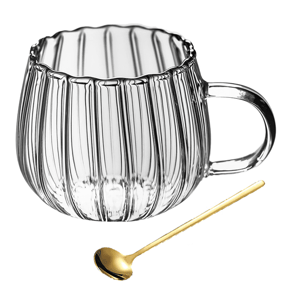 Glass Tea Cups Glass Coffee Cups, Clear Tea Mugs with Handle, Microwave and Dishwasher Safe Home Office Drinking Mugs Suitable for Hot, Cold Beverages