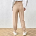 thumbnail image 6 of ClodeEU Women's High Waisted Smocked Waist Jogger Pants,Casual Loose Fit Joggers with Elastic Cuffs Beige,Women's Plus L, 6 of 9