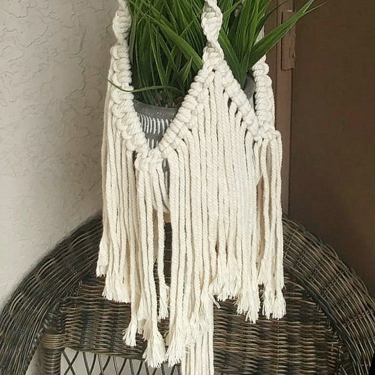 LEAQU Macrame Plant Hangers, Indoor Outdoor Handmade Hanging Basket Planter  Flower Pot Holder, Boho Style Decorative Cotton Rope with Beads for Home,  Porch, Balcony, Window 