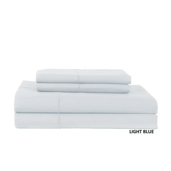 Hotel Concepts 500 Thread Count Sateen Sheet - 4 Piece Set - Queen, Lite Blue