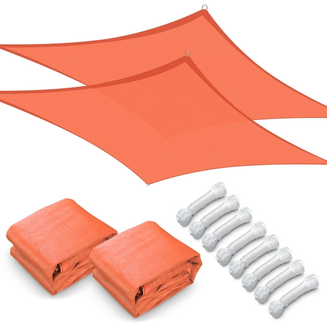 Yescom 2Pack 23x22FT Rectangle Sun Shade Sail Canopy UV Block Commercial Carpark Pool Camping Outdoor Bright Orange