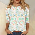 thumbnail image 2 of TSADFHJI Hauts pour Femmes Élégants TG Mode Dames Imprimé Saint-Patrick Décontracté Manches 3/4 Col Rond T-Shirt Haut S, 2 of 5