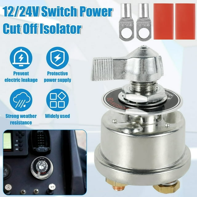 Battery Disconnect Switch 12V/24V Safe Switch Power Cut Off Isolator Weather Resistant Battery Cut Off Switch Battery Ki