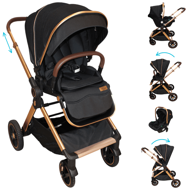 Carriola Lx Y Porta Bebé Plegable Mango Reversible Victoria negro