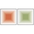 thumbnail image 3 of PixonSign Framed Wall Art Print Set Tan and Blue Illusion Squares Abstract Shapes Digital Art Modern Art Chic Colorful Multicolor Ultra for Living Room, Bedroom, Office - 24"x24"x2 White, 3 of 5