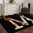 thumbnail image 3 of Black Letter M Flower Area Rugs 3x5 ft Watercolor Alphabet M Pink Beige Floral Leaf Washable Rug Non Slip Indoor Carpet Absorbent Floor Mat for Living Room Bedroom Dining Room, 3 of 9