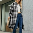 thumbnail image 4 of Drses Womens Long Plaid Shacket Jacket Button Down Long Sleeve Lapel Collar Trench Coat Fashion Retro Loose Fit Outerwear, 4 of 6
