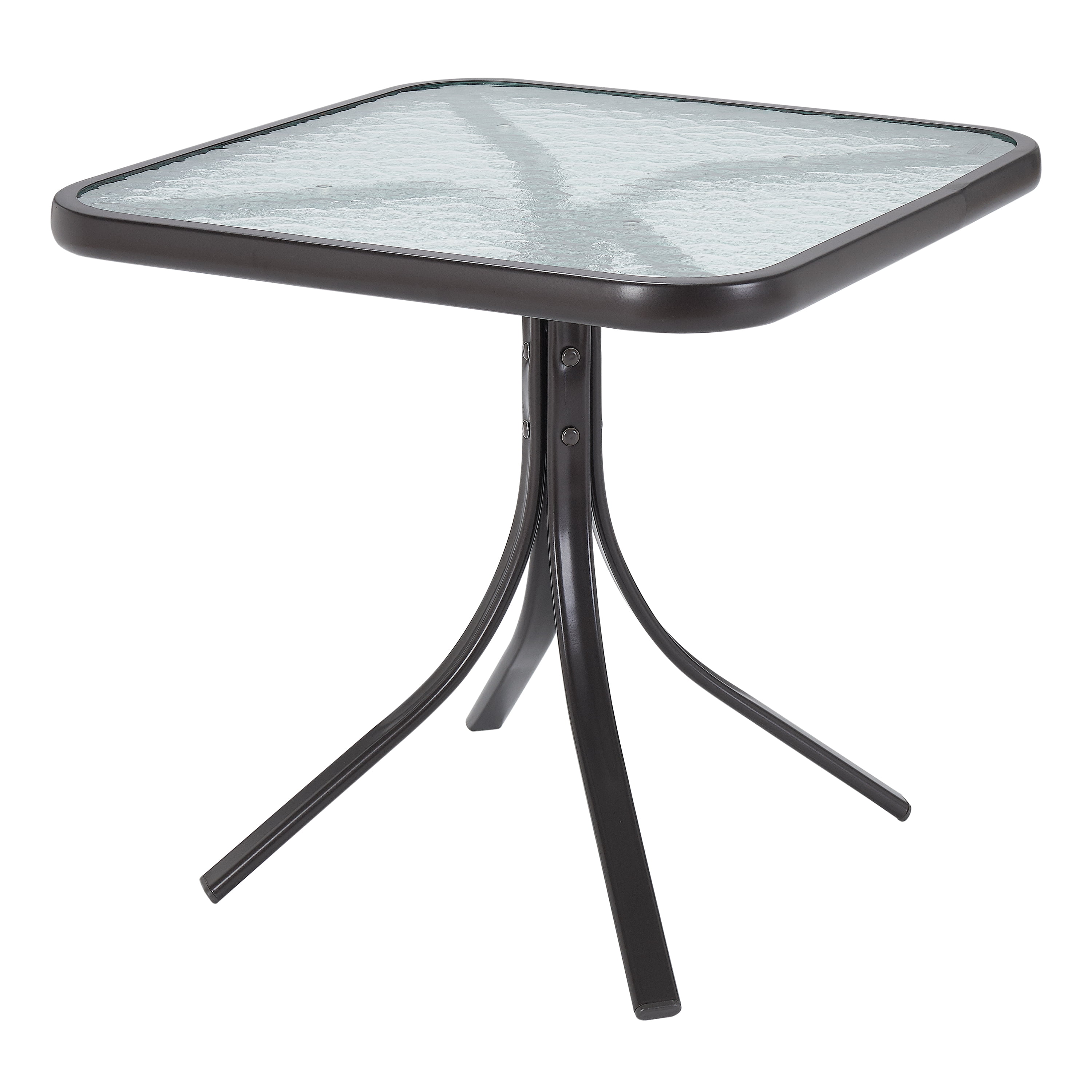Mainstays Square Glass Patio Table 20 X 20 Dark Brown Finish