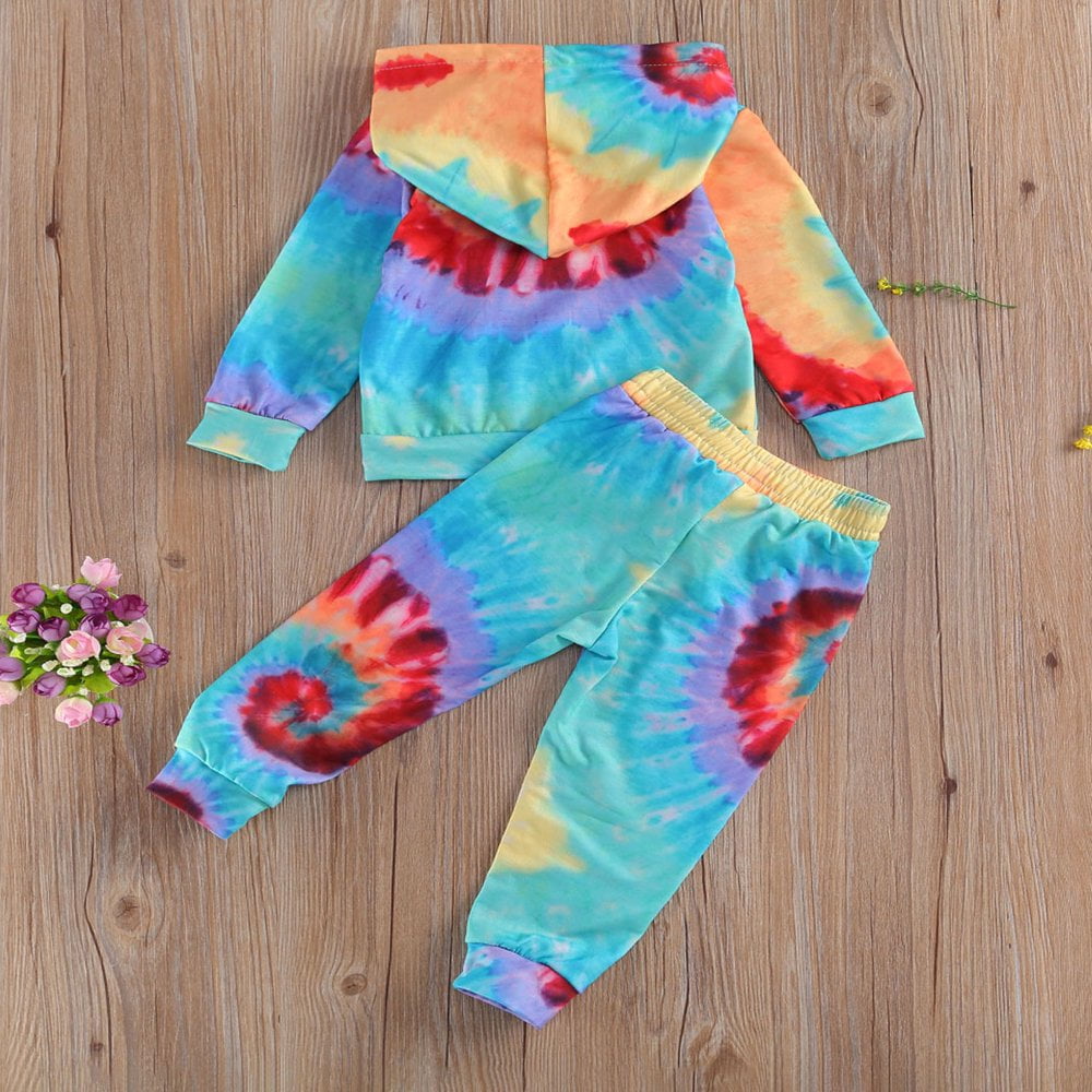 DONWEN Girls Clothes Tie Dye Outfits,2 Piece Girl Sweatsuit Graphic Short Sleeve Tops Long Pants Summer Clothes For Girls P 159498232