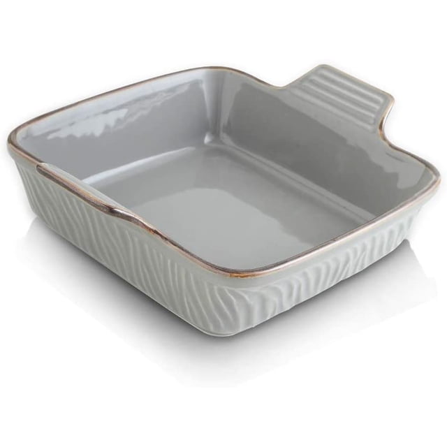 KOOV Ceramic Bakeware, 8x8 Baking Dish, Square Baking Pan, Ceramic Baking Dish, Brownie Pans for Cake Dinner, Kitchen, Texture Series (Gray)