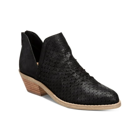 

DOLCE VITA Womens Black Laser Cut V-Notch Cutouts Cushioned Denzel Almond Toe Block Heel Zip-Up Shootie 6