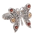 thumbnail image 3 of NOVICA Artisan Handmade Garnet Citrine Cocktail Ring Sterling .925 Sterling Silver Indonesia Gemstone Birthstone 'Pretty Butterfly in Red', 3 of 7