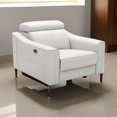 thumbnail image 6 of Benjara Reno Lin 37" Power Recliner Chair- White Genuine Leather- Metal Legs, 6 of 6