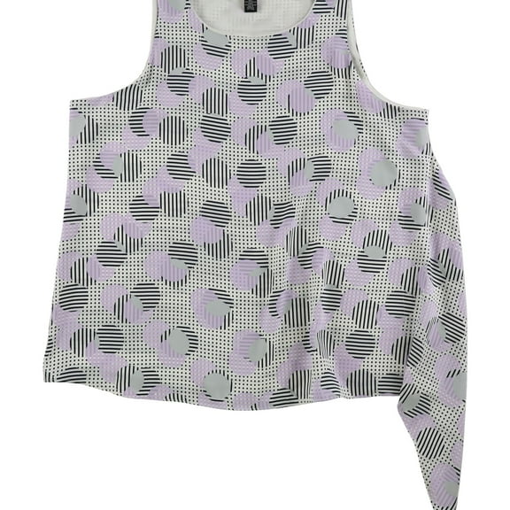 Alfani Womens Abstract Print Sleeveless Blouse Top, Purple, Large