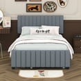 thumbnail image 3 of BEBPILOO Full Size Velvet Upholstered Platform Bed with Twin Size Trundle, Gray, 3 of 12