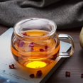 thumbnail image 4 of Taza de té de 12,5 oz con vaso y tapa, taza de té transparente de vidrio de borosilicato resistente al calor para té de hojas sueltas, té floreciente y bolsitas de té, ideal para los amantes, 4 of 5