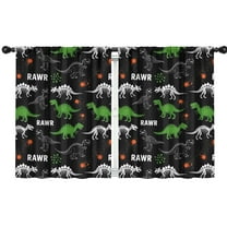 Blackout Kids Curtains,Black Cartoon Dinosaurs Rawr Pattern Childrens Insulated Curtains Set Of 2,Bedroom Essentials,Toddler Room Decor 42"x54"