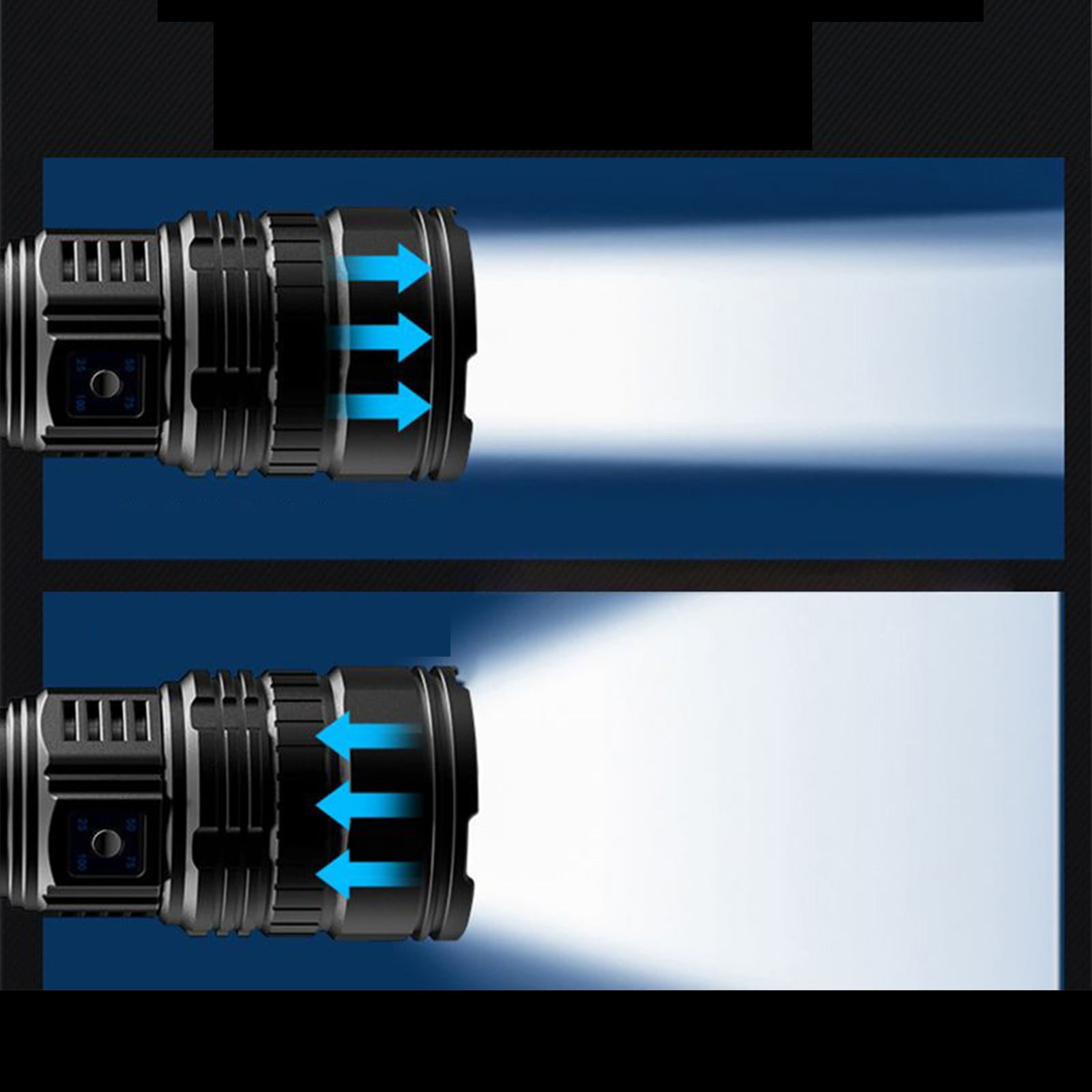 KITTEHIGM Flashlight Olight Long Range Bright Flashlight High Power LED Telescopic Adjustable Beam Super Bright Portable Torch for Camping Hiking Outdoor Use