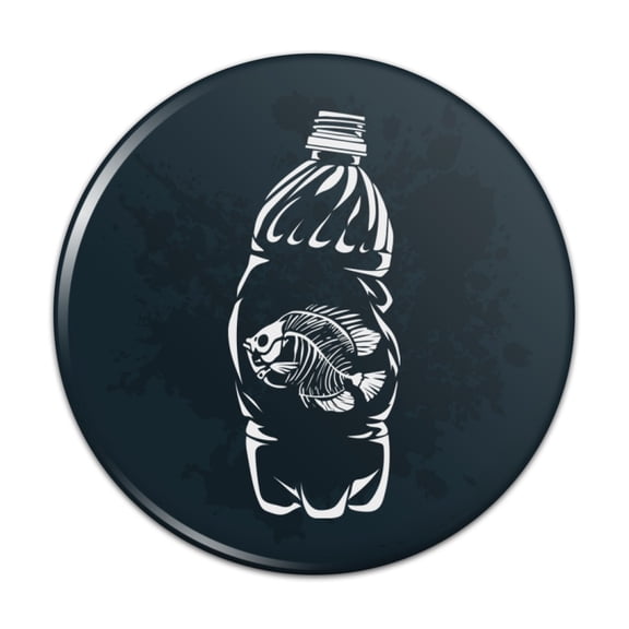 Dead Fish Bones in Plastic Bottle Pinback Button Pin