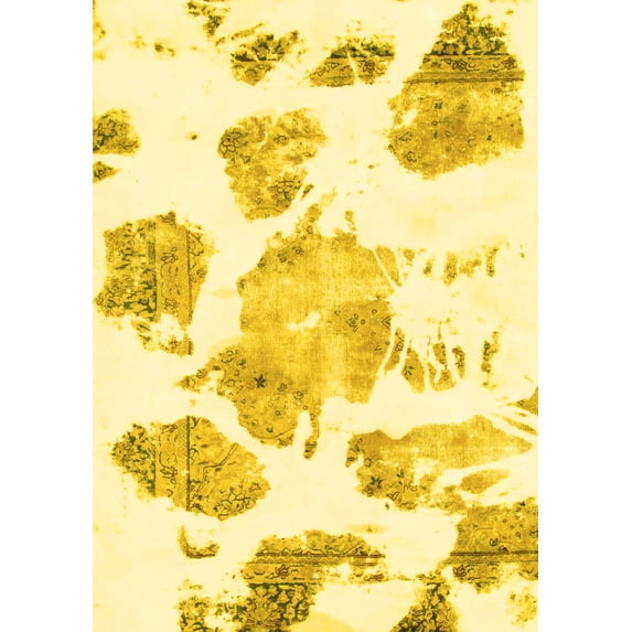 Ahgly Company Machine Washable Indoor Rectangle Abstract Yellow Modern Area Rugs, 2' x 3'