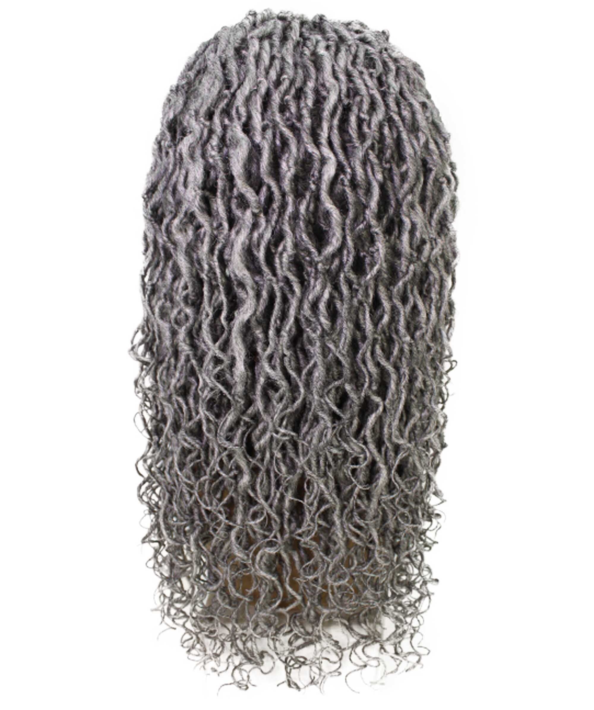 LUXLUXE Diamond Curly Locs 23 in Long 4X4 Hand Tied Lace Braid Braided Wig, Beauty Heat Resistant Fiber, Color #51 - Grey