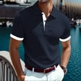 thumbnail image 2 of Fabrcox Mens Ribbed Polo Shirts Lapel Button Men's Short Sleeve Shirt Color Block Summer Running Sports Golf Shirts Men, 2 of 5